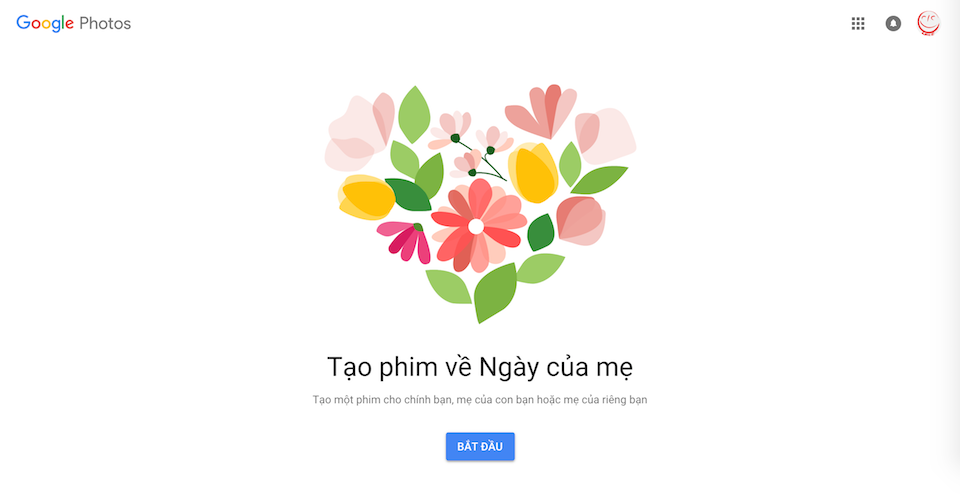Cách tạo video Ngày của Mẹ bằng Google Photos Nhấn chọn Bắt đầu