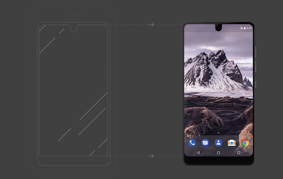 Màn hình của Essential Phone có thiết kế đặc biệt