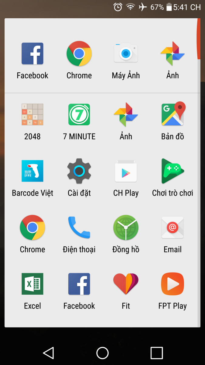 Màn hình ứng dụng trên LG V10