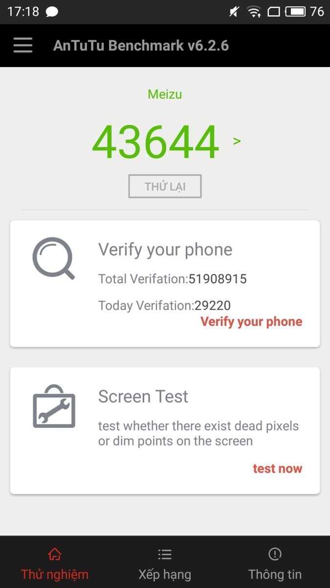 Phép thử hiệu năng bằng công cụ AnTuTu Benchmark