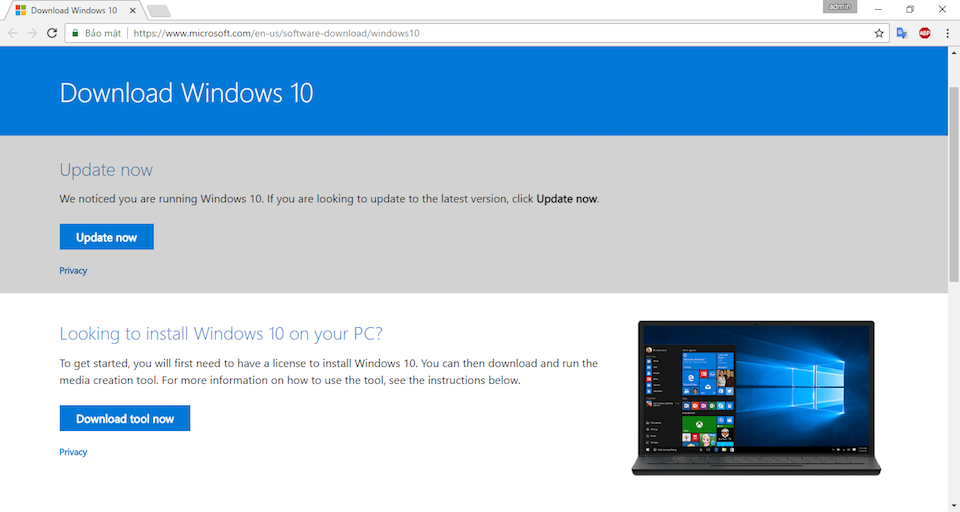 Truy cập vào website của Microsoft
