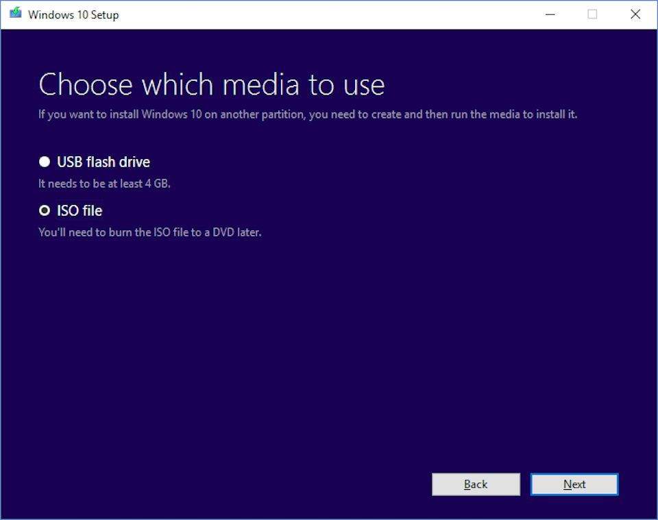 Chọn ISO file và nhấn Next
