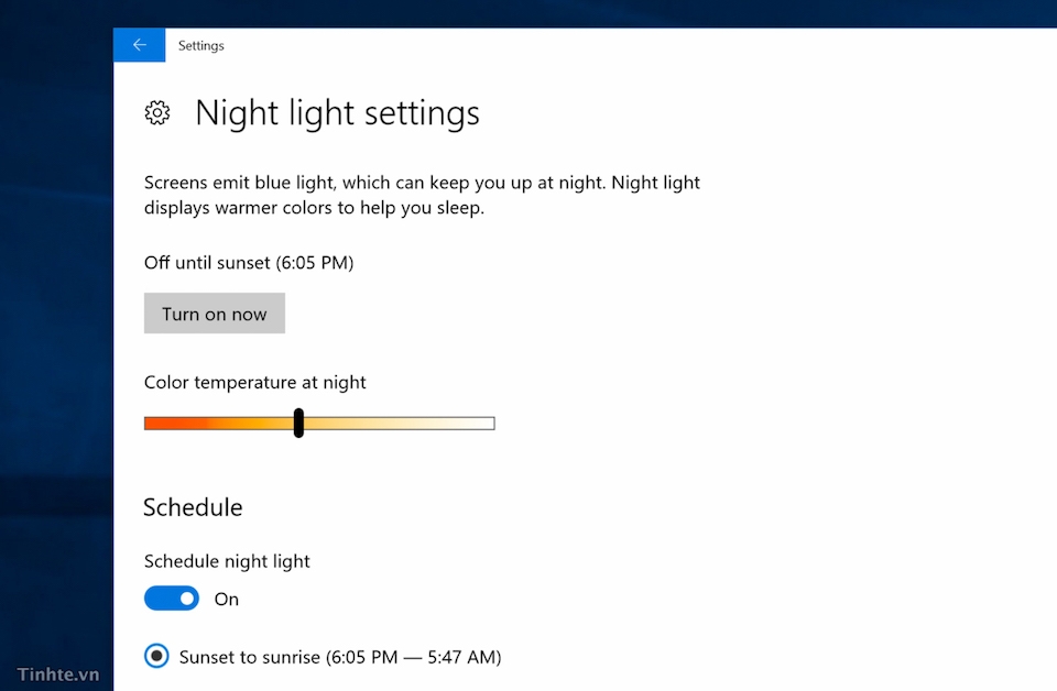 Không thể bật chức năng Night Light