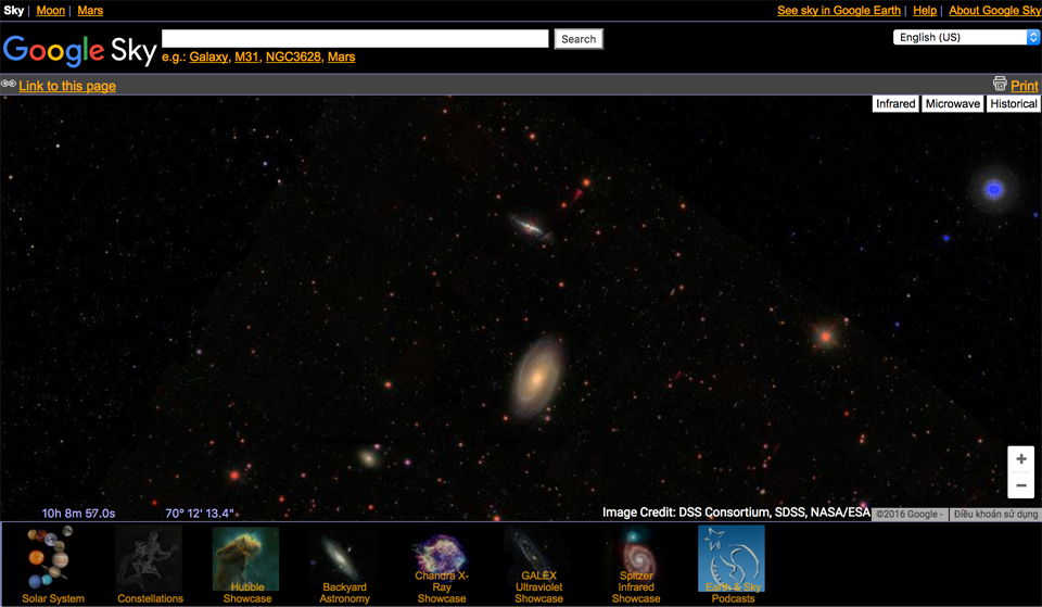 Công cụ Google Sky