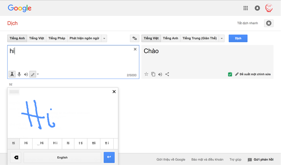 Dịch thuật bằng chữ viết tay