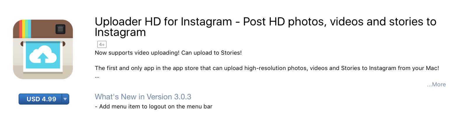 Ứng dụng Uploader HD for Instagram