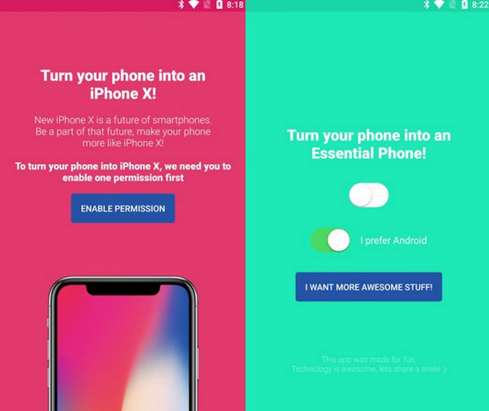 Cách chuyển Android thành màn hình iPhone X Ứng dụng Smartphone Upgrader 2017 cho phép ẩn đi một phần màn hình tương tự iPhone X hay Essential Phone.