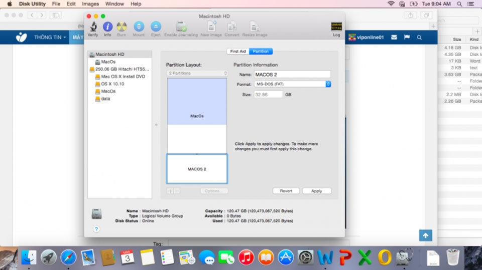 Chọn phân vùng MACOS 2
