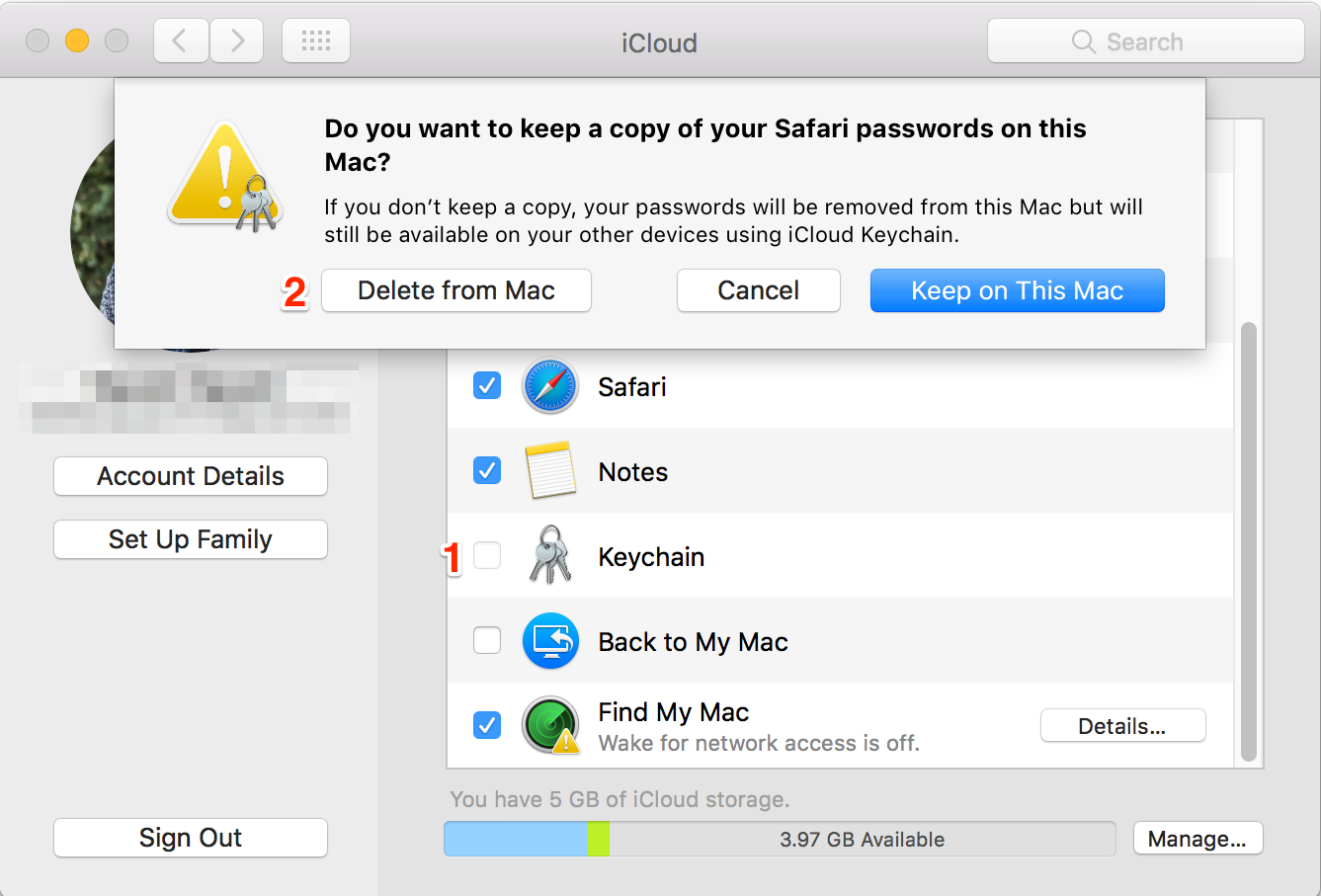 Mẹo tăng thời lượng pin cho máy chạy macOS Sierra Chọn iCloud, và sau đó tắt tắt iCloud Keychain.