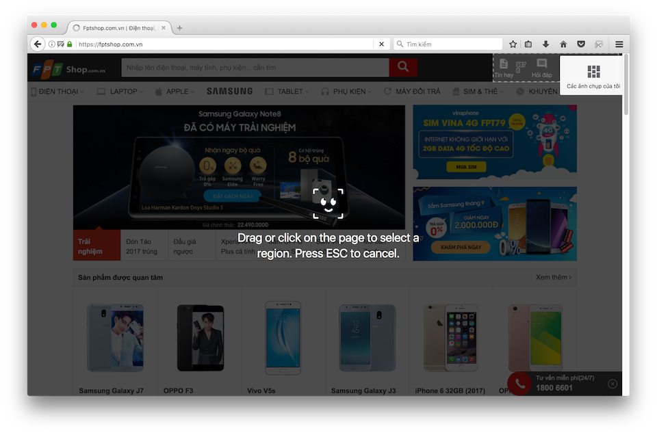 Tính năng chụp ảnh màn hình trên trình duyệt Firefox