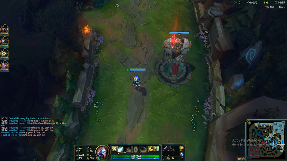 Laptop đạt 150 FPS khi chơi game LMHT