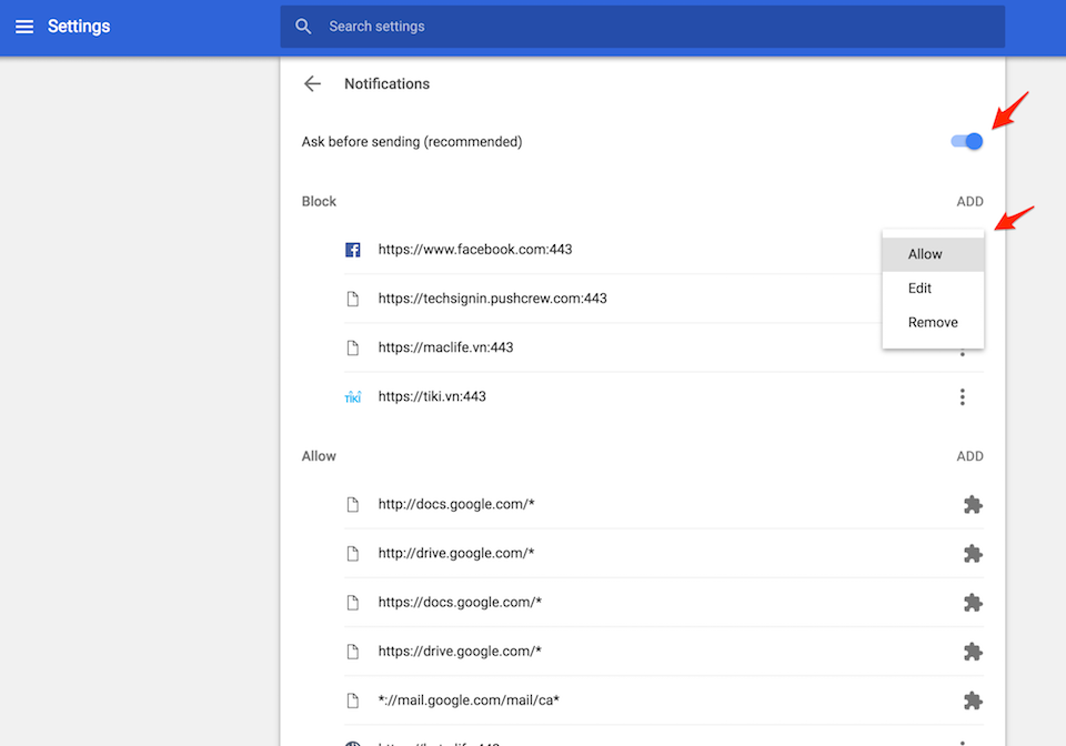 Cách tắt thông báo trên trình duyệt Google Chrome 5