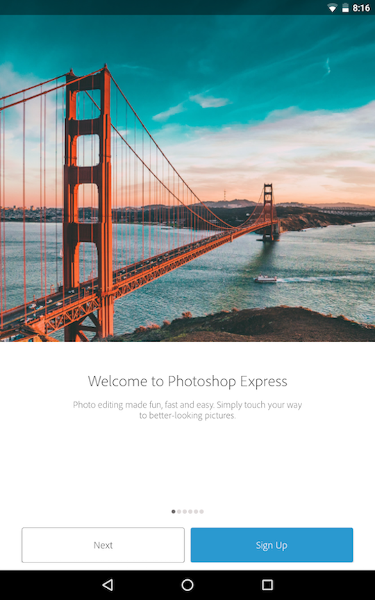 Cách dùng ứng dụng Photoshop Express trên smartphone Nhấn nút Next
