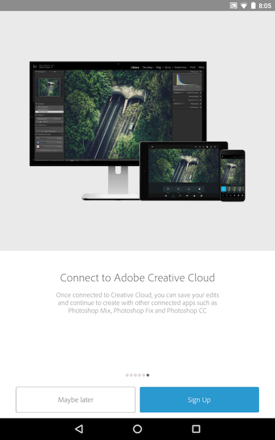 Cách dùng ứng dụng Photoshop Express trên smartphone Nhấn Maybe Later