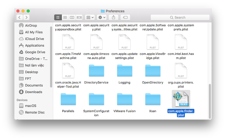 Tiếp tục truy cập vào thư mục có tên Preferences.