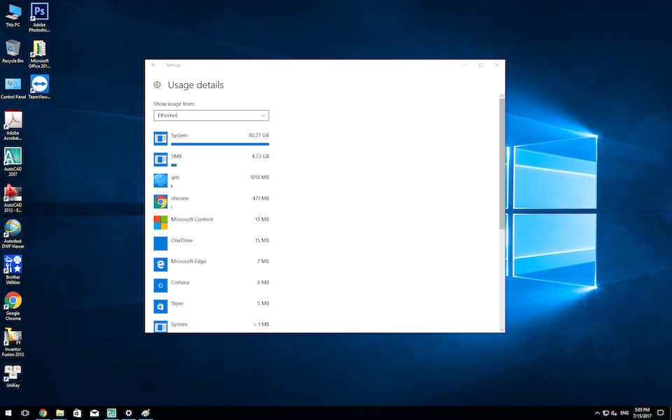 Lưu lượng sử dụng mạng của máy tính