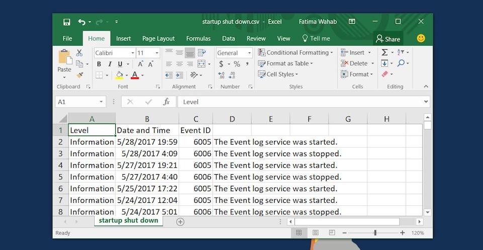 Cách tạo nhật ký ghi lại giờ bật tắt máy tính Windows Nhật ký bật tắt máy tính
