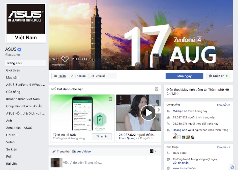 Cách xem trực tiếp lễ ra mắt Zenfone 4 2017 Facebook chính thức của Asus Việt Nam.