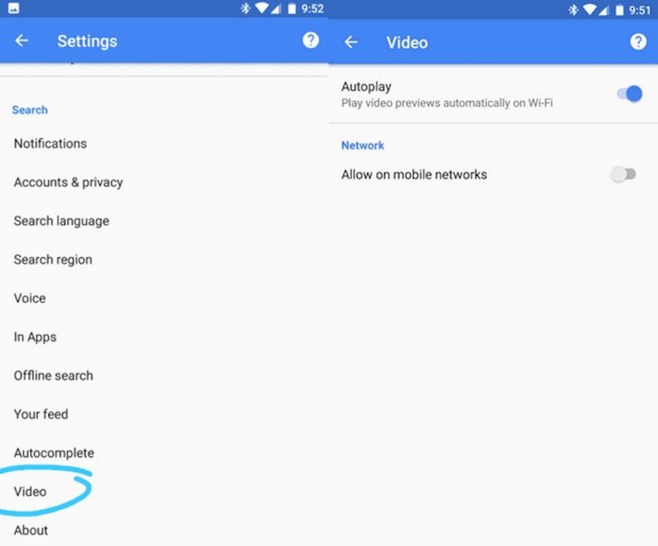 Google bổ sung tính năng tự phát video khi tìm kiếm Người dùng hoàn toàn có thể tắt tính năng tự phát video trong phần cài đặt.