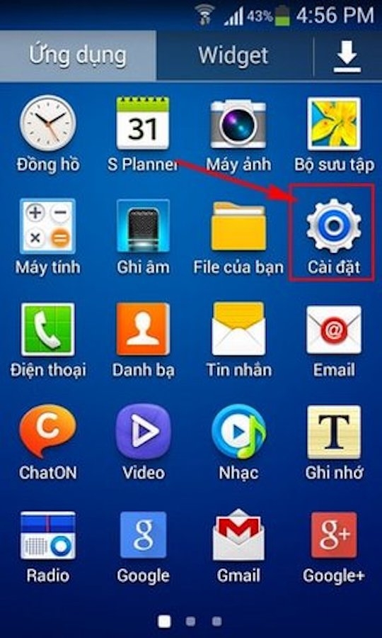 Truy cập vào Cài đặt.