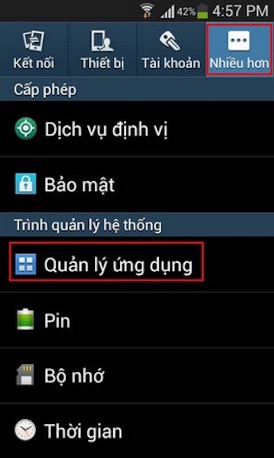 Chọn Quản lý ứng dụng.