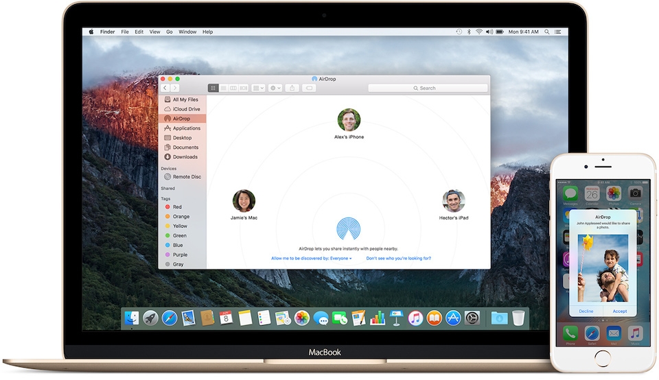 Tính năng Airdrop trên iPhone cho phép chia sẻ dữ liệu giữa nhiều loại thiết bị với nhau.