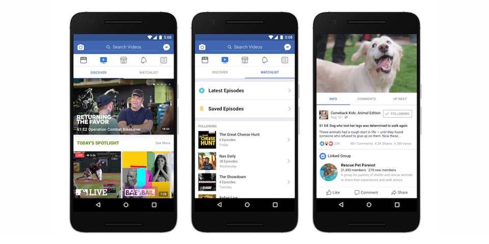 Facebook Watch sẽ cung cấp cho người dùng nhiều loại video theo các chủ đề khác nhau.