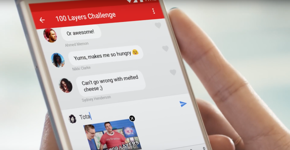 Tính năng chat trực tiếp trong ứng dụng YouTube Chat ngay bên trong ứng dụng YouTube