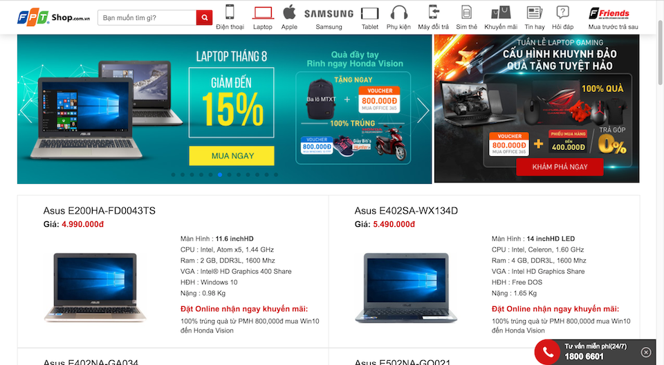 Chọn mua laptop tại FPT Shop để nhận nhiều phần quà hấp dẫn.
