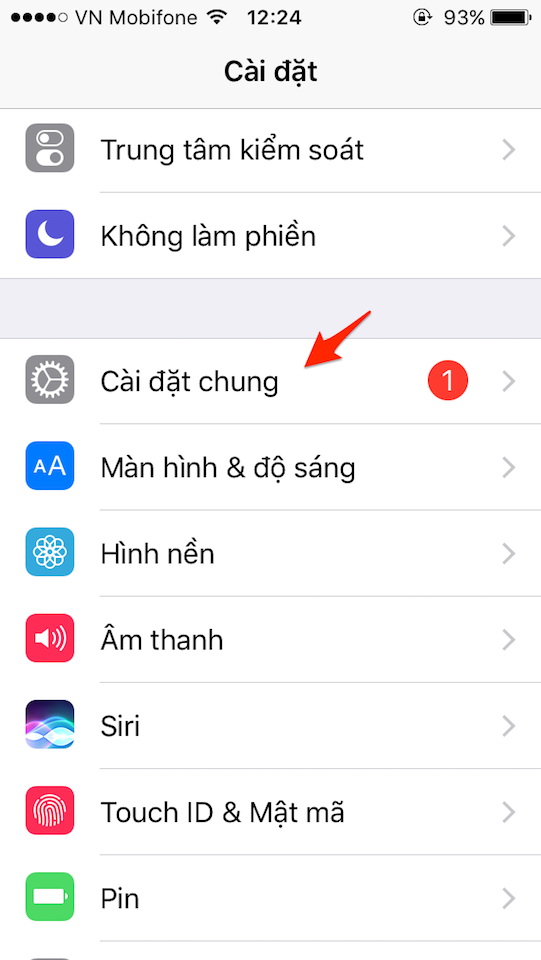Vào phần Cài đặt