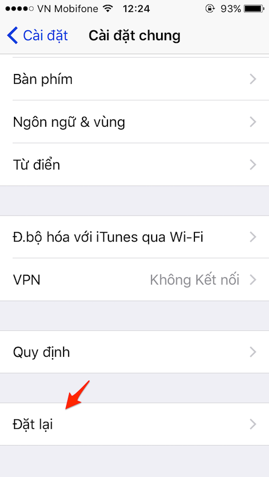 Chọn cài đặt chung
