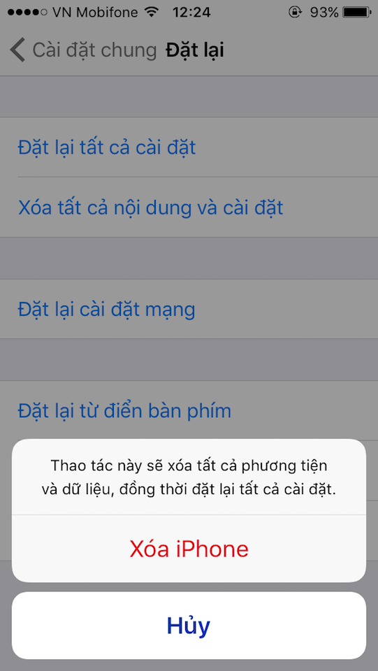 Chọn Xoá iPhone