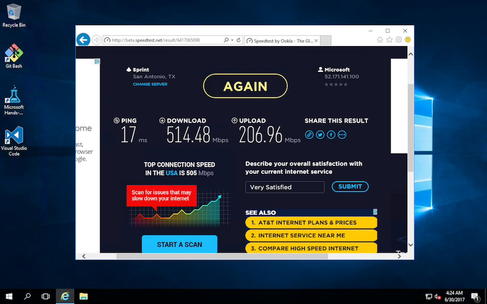Hướng dẫn tạo VPS miễn phí của Microsoft Tốc độ mạng của VPS