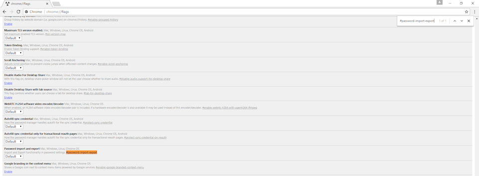 Cách sao lưu mật khẩu trên trình duyệt Chrome Đến phần Password import and export.