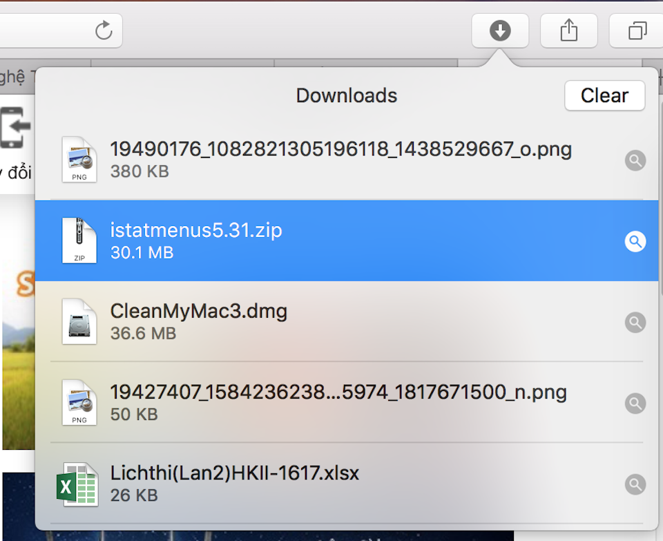 Tập tin sau khi donwload trên Safari sẽ tự động được giải nén