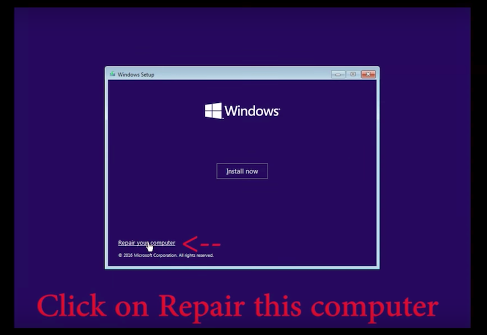 Chọn Repair your computer.