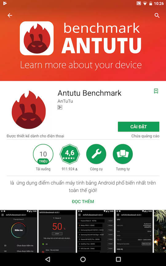 Tải ứng dụng Antutu Benchmark