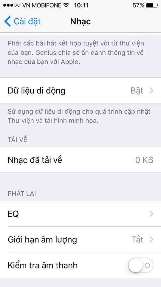 Cách tăng âm lượng iPhone bằng mẹo vặt Chọn đến EQ.