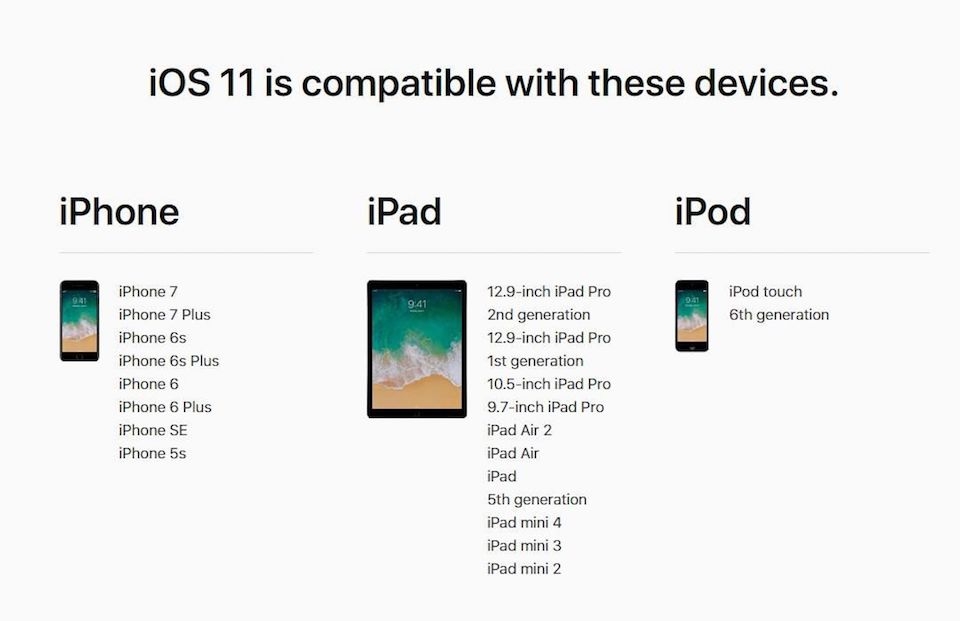 Điều cần biết trước khi nâng cấp hệ điều hành iOS 11 Chỉ một số thiết bị được hỗ trợ nâng cấp lên hệ điều hành iOS 11.