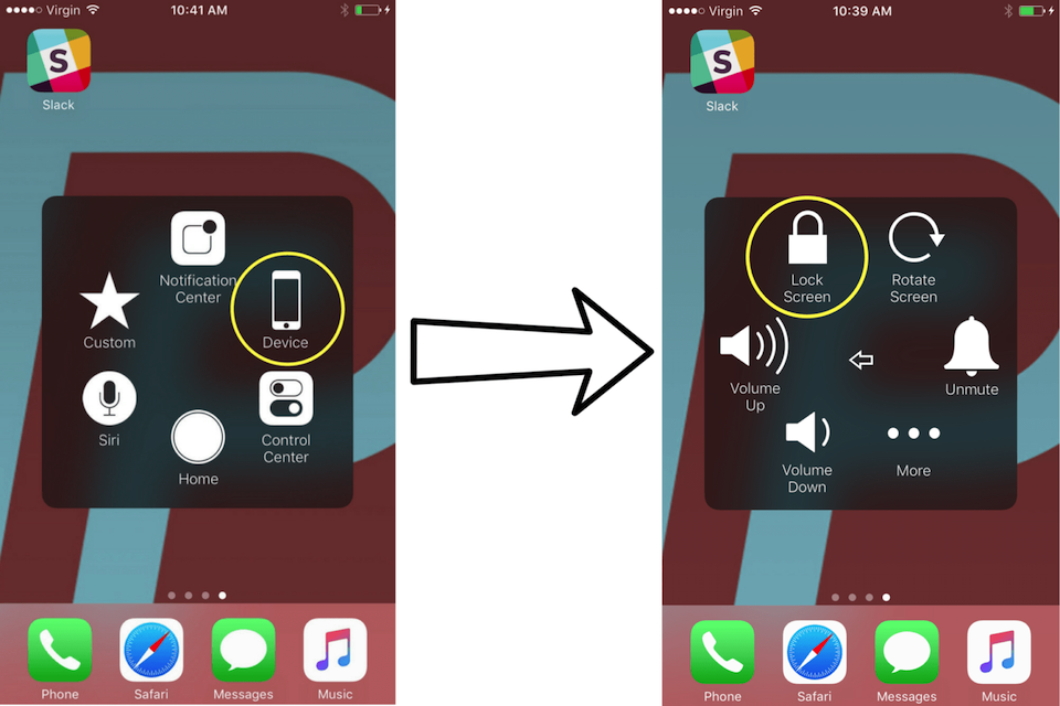 Khoá màn hình bằng Assistive Touch