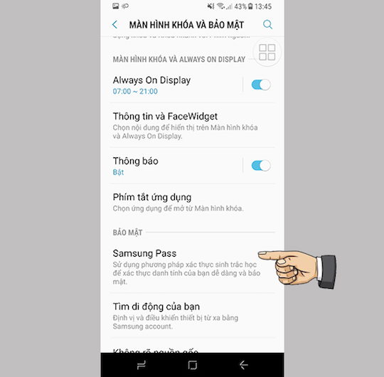 Chọn Samsung Pass.