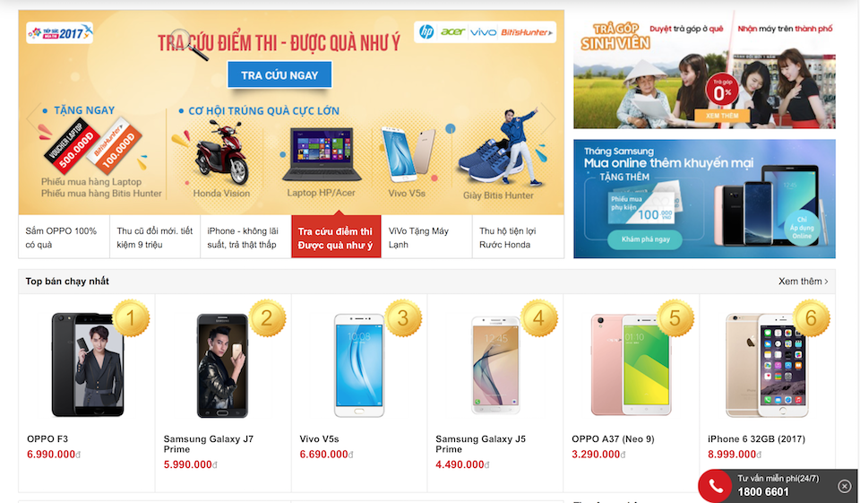 Top smartphone bán chạy tại FPT Shop