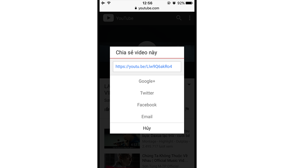 3 thủ thuật iPhone siêu hay mà bạn nên biết Lấy đường dẫn video YouTube