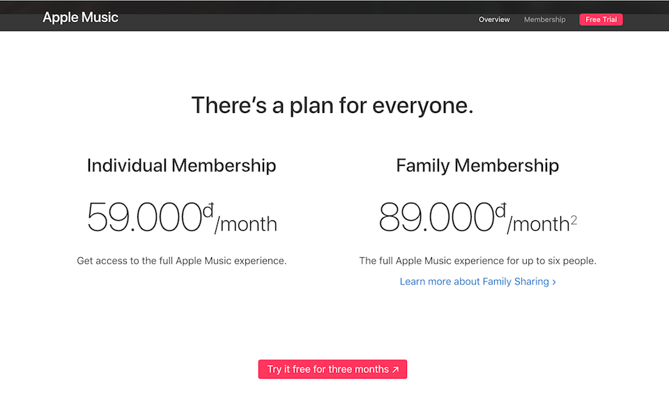 Apple dừng chương trình dùng thử miễn phí Apple Music Các gói dịch vụ Apple Music đang có sẵn tại Việt Nam