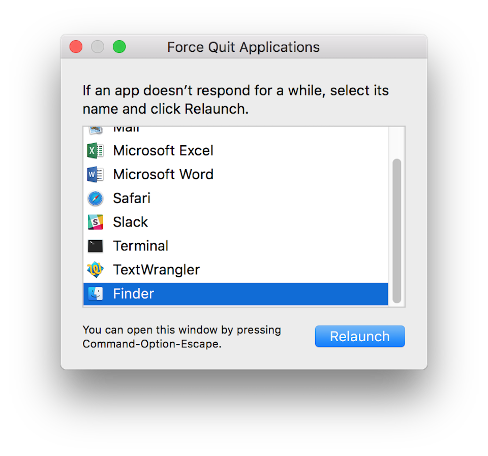 Khởi động bằng công cụ Force Quit Applications