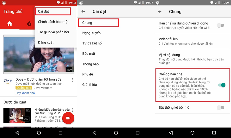 Cách hạn chế nội dung YouTube trên Android