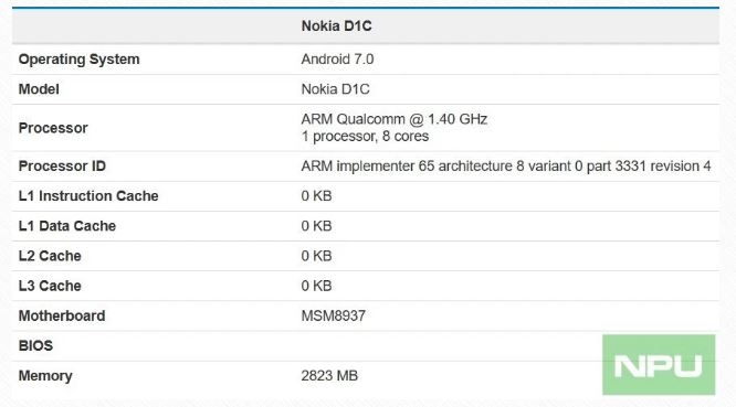 Smartphone D1C của Nokia tiếp tục lộ diện trên AnTuTu