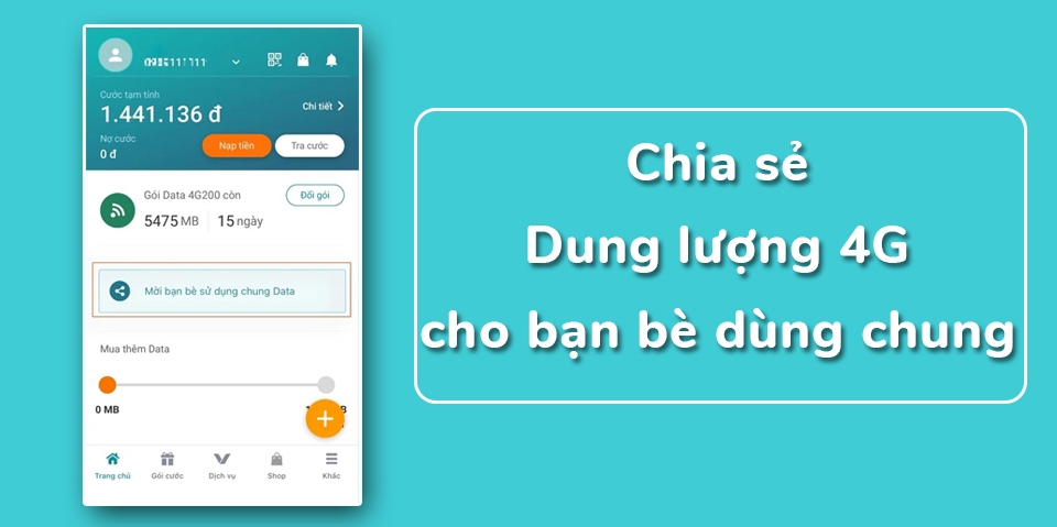 Chia sẻ dung lượng 4G Viettel cho bạn bè cùng sử dụng (Ảnh 1)