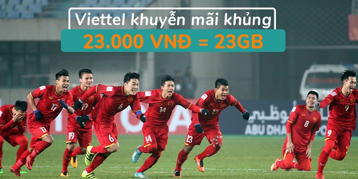 Viettel mừng U23 Việt Nam với 23.000 VNĐ = 23GB! (Ảnh 1)