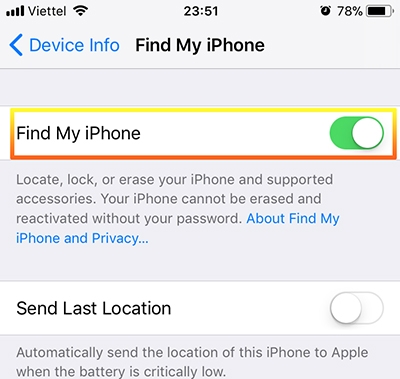 Kích hoạt Find My iPhone và xử lý khi mất iPhone/iPad (Ảnh 4)
